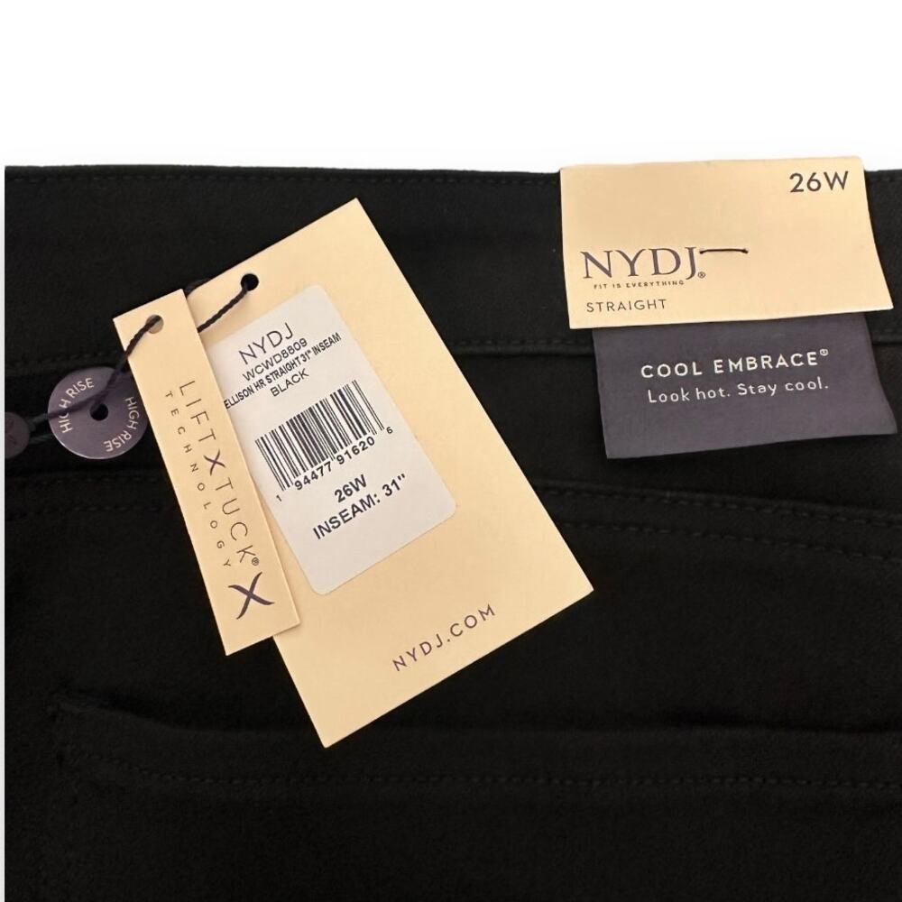 NYDJ NWT Women's Ellison High Rise Straight 31 Inseam Jeans Size 26W Black - Picture 7 of 13